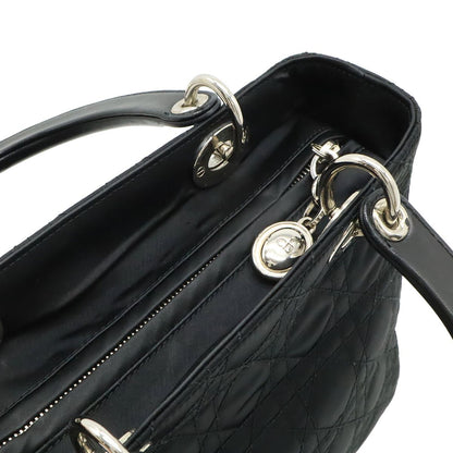 Dior Cannage 2-Way Shoulder Bag Satin Leather Black — view 6