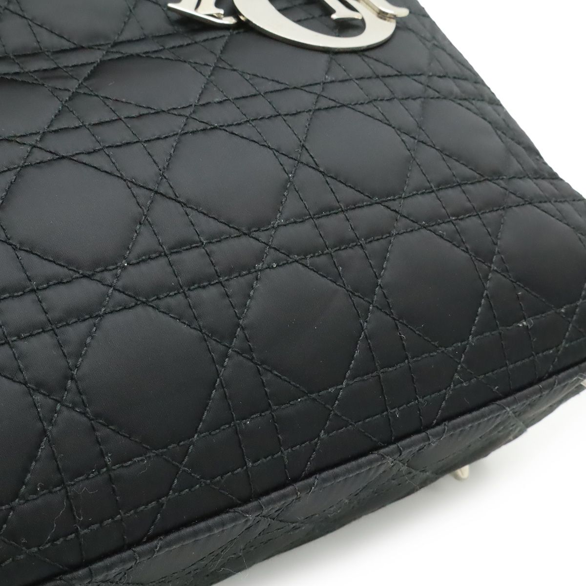 Dior Cannage 2-Way Shoulder Bag Satin Leather Black — view 8