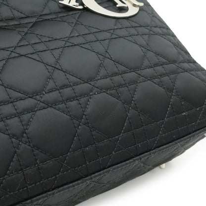 Dior Cannage 2-Way Shoulder Bag Satin Leather Black — view 8