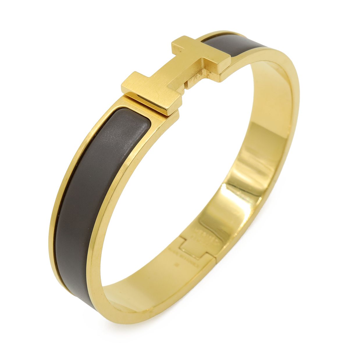 Hermes Click HH Enamel Bracelet Bangle Golden Yellow Green Etain Matte