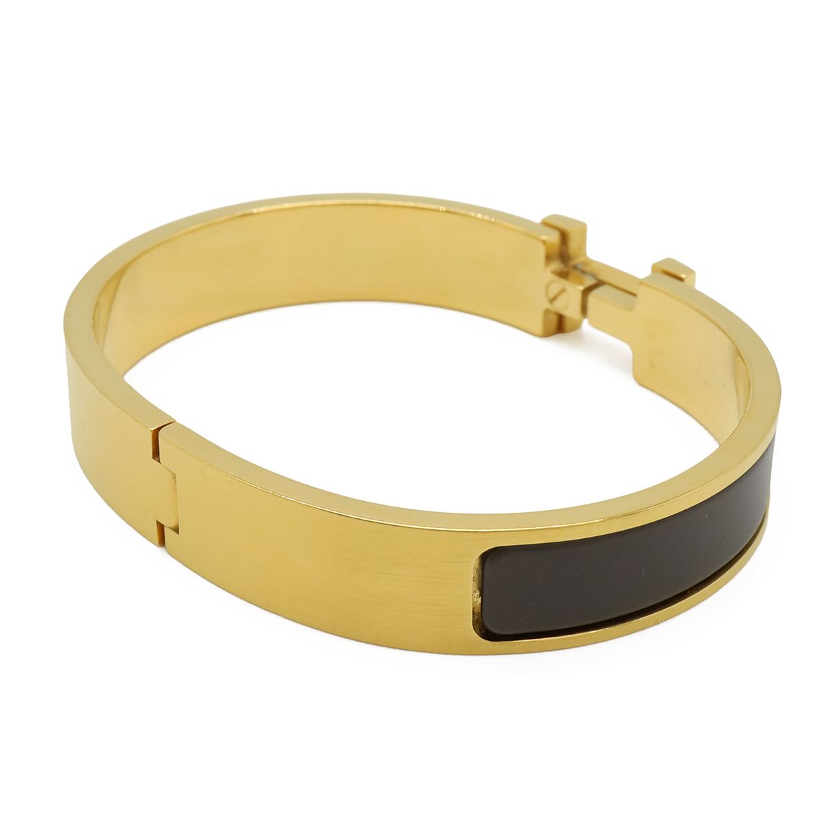 Hermes Click HH Enamel Bracelet Bangle Golden Yellow Green Etain Matte — view 3