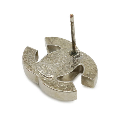 Chanel CC Logo Pearl Earrings Metal Faux White Silver — view 5