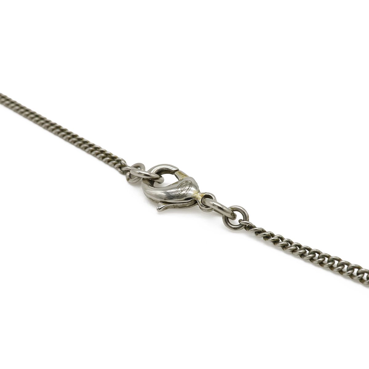 Chanel CC Logo Necklace Pendant Line Stone Metal Silver — view 5