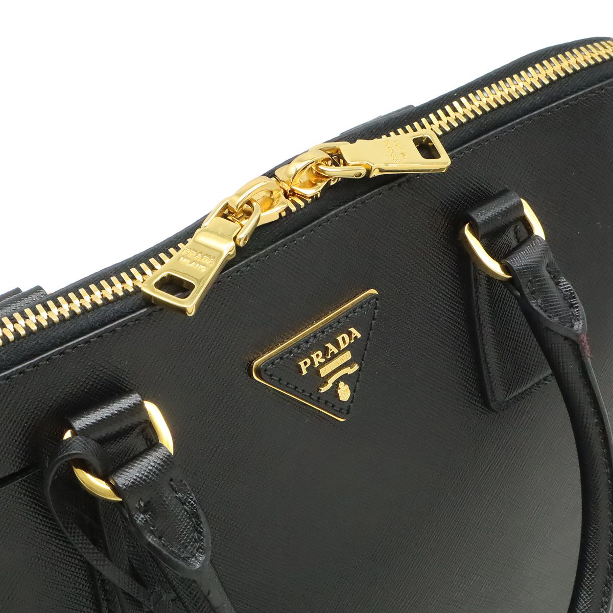 Prada Saffiano Tote Leather Nero Black Gold — view 6