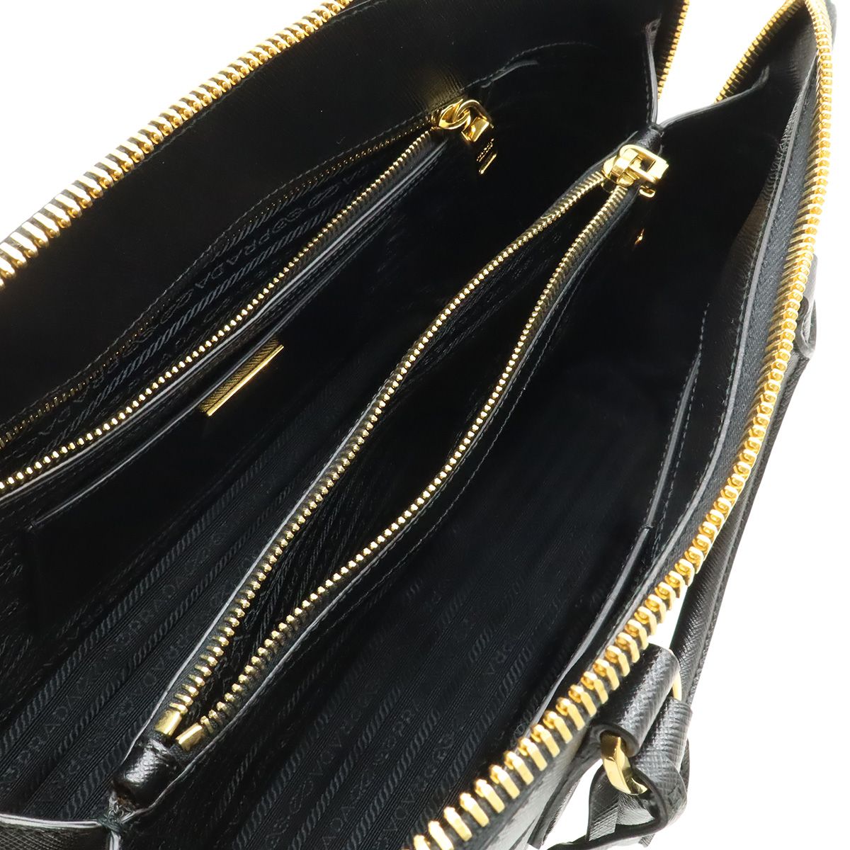 Prada Saffiano Tote Leather Nero Black Gold — view 7