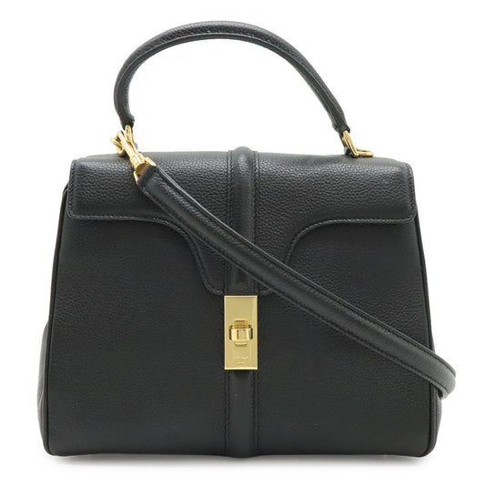 Celine 16 Small 2-Way Shoulder Bag Leather Black Gold