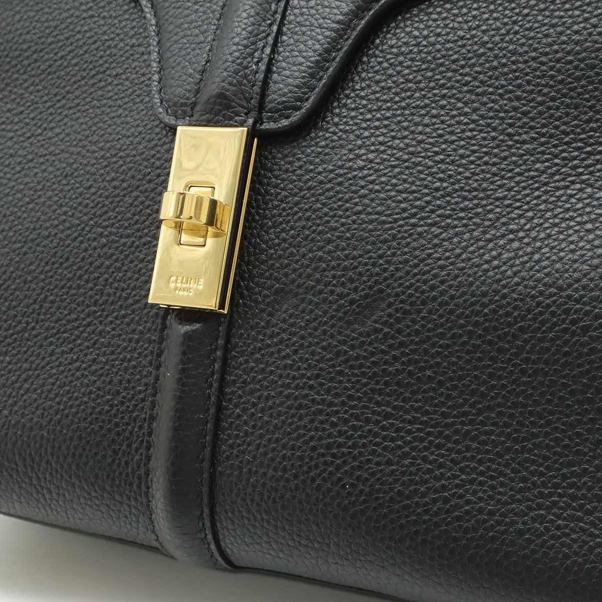 Celine 16 Small 2-Way Shoulder Bag Leather Black Gold — view 8