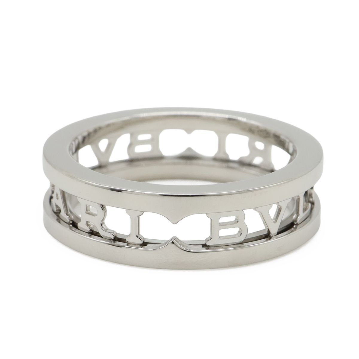 Bvlgari B-zero One Logo Spiral Open Work Band Ring 18k White Gold — view 3