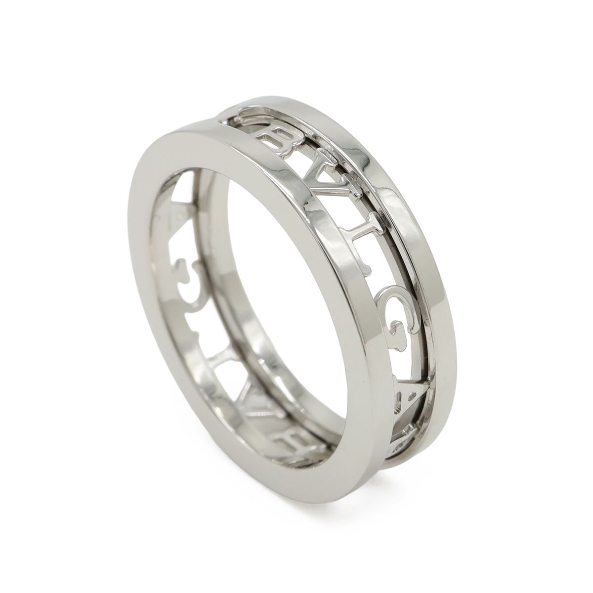 Bvlgari B-zero One Logo Spiral Open Work Band Ring 18k White Gold — view 2
