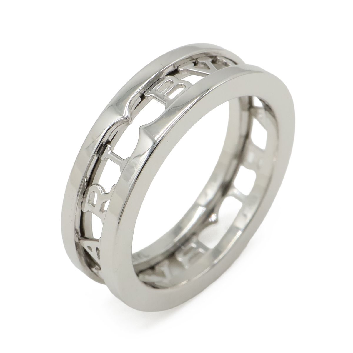 Bvlgari B-zero One Logo Spiral Open Work Band Ring 18k White Gold