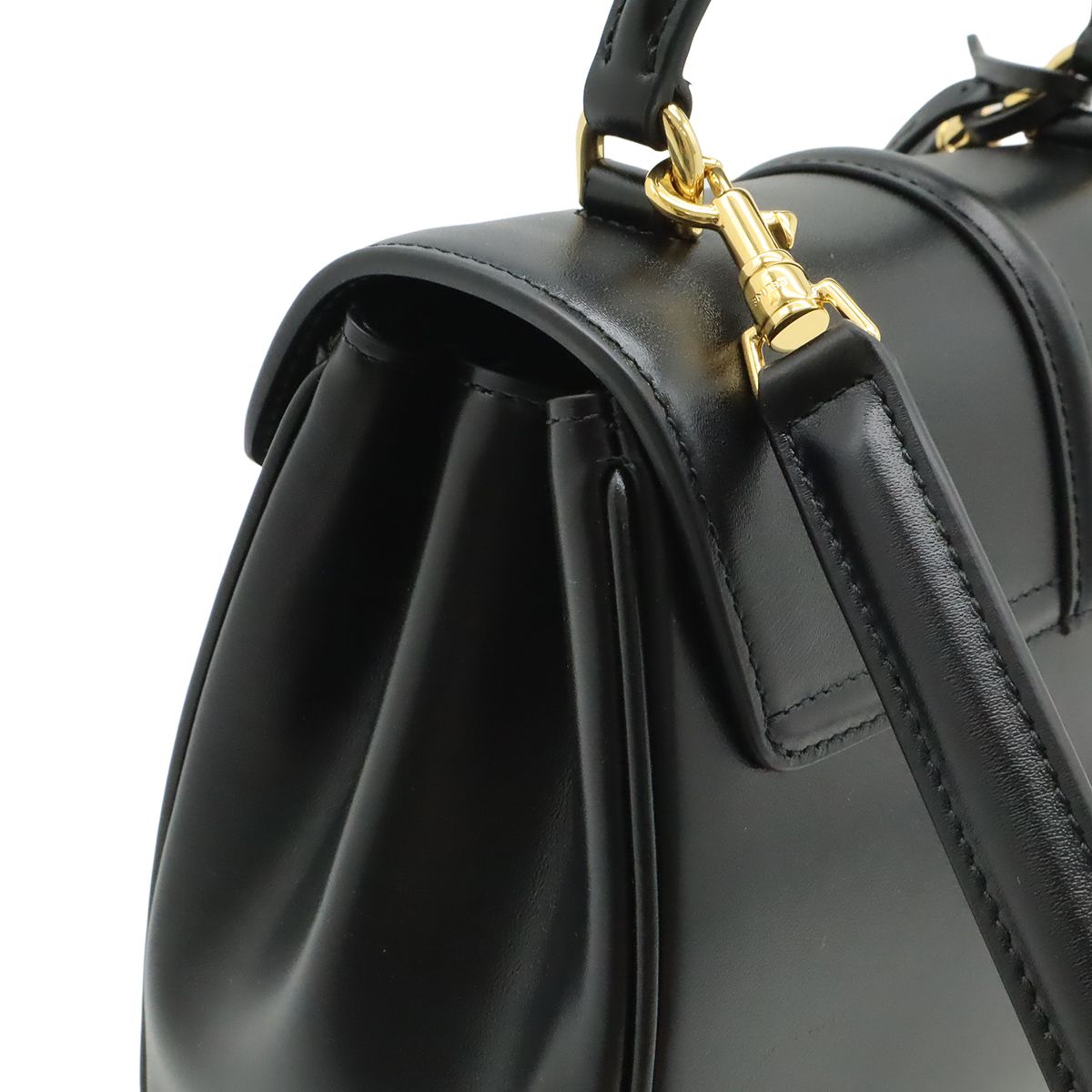 Celine Mini 16 Seeds One Handle 2-Way Shoulder Bag Calfskin Black Gold — view 4