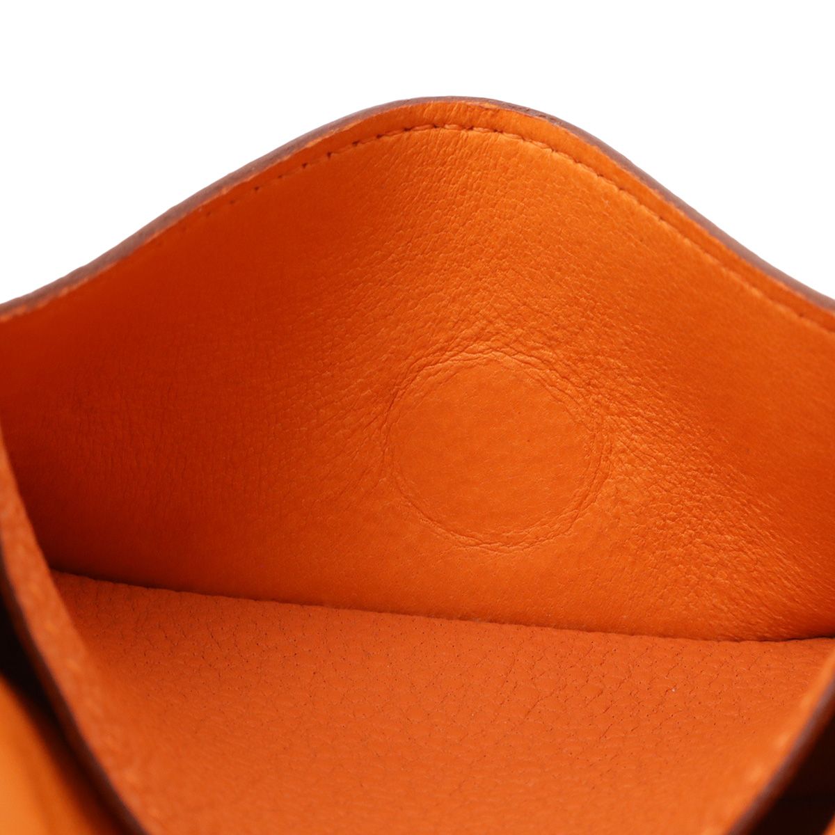 Hermes Dogon Card Coin Purse Case Togo Leather Orange Silver — view 7