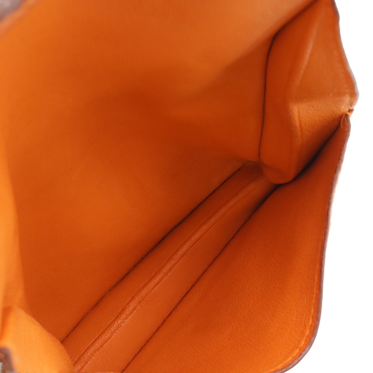 Hermes Dogon Card Coin Purse Case Togo Leather Orange Silver — view 5
