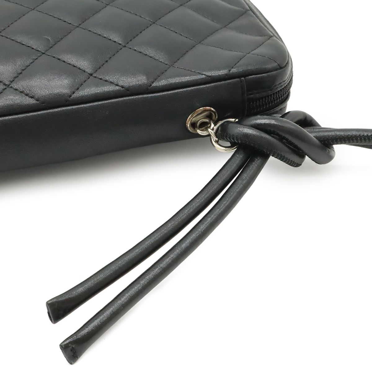 Chanel Cambon Line CC Logo Pochette Shoulder Bag Crossbody Soft Calf Black White — view 8