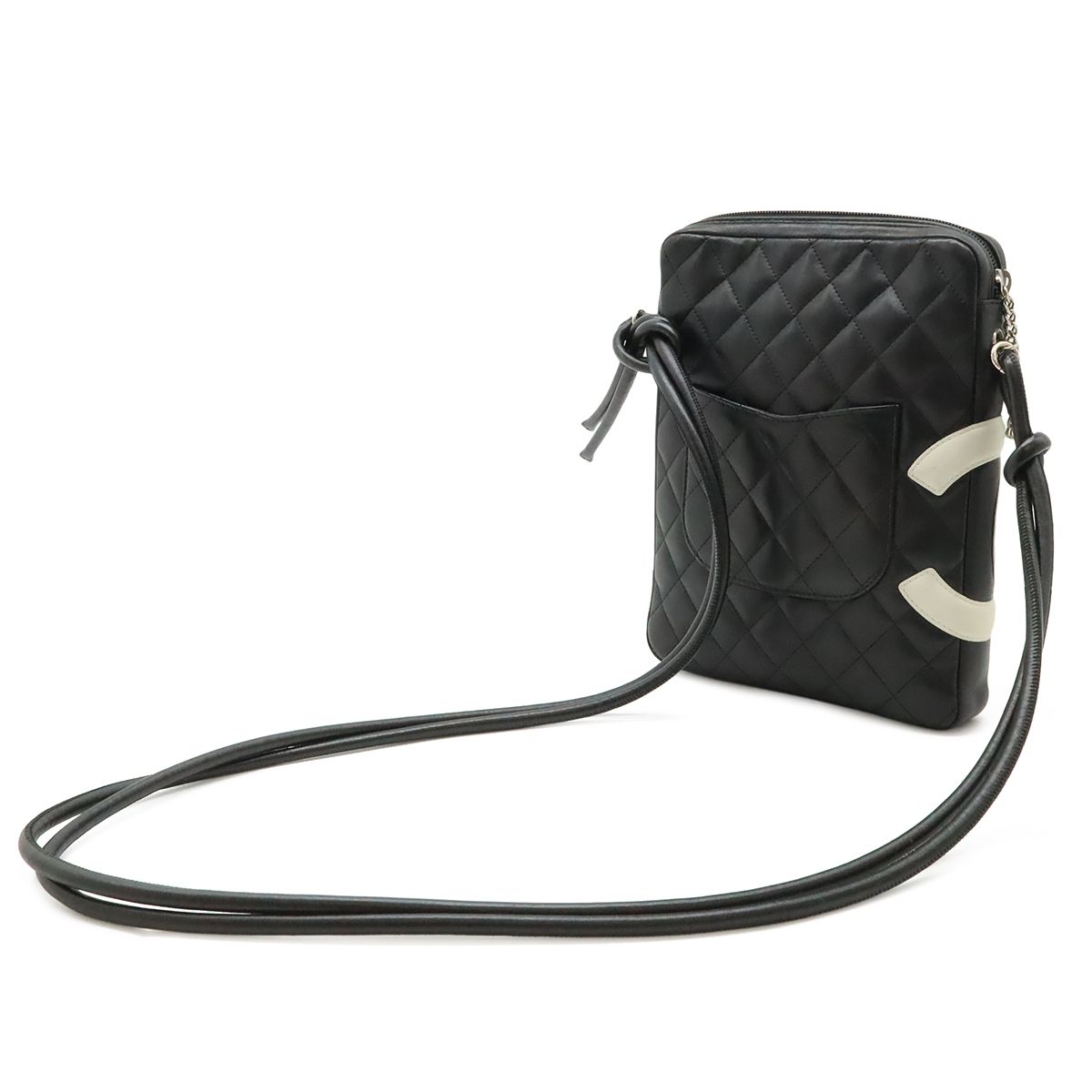 Chanel Cambon Line CC Logo Pochette Shoulder Bag Crossbody Soft Calf Black White — view 2