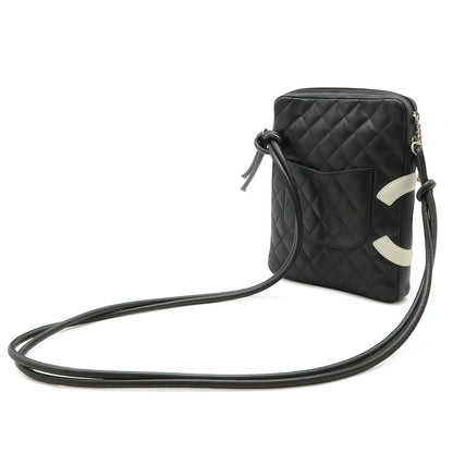 Chanel Cambon Line CC Logo Pochette Shoulder Bag Crossbody Soft Calf Black White — view 2