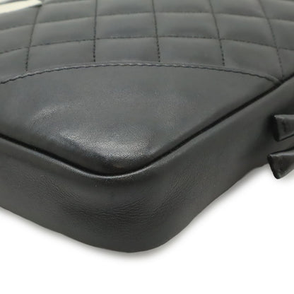 Chanel Cambon Line CC Logo Pochette Shoulder Bag Crossbody Soft Calf Black White — view 3