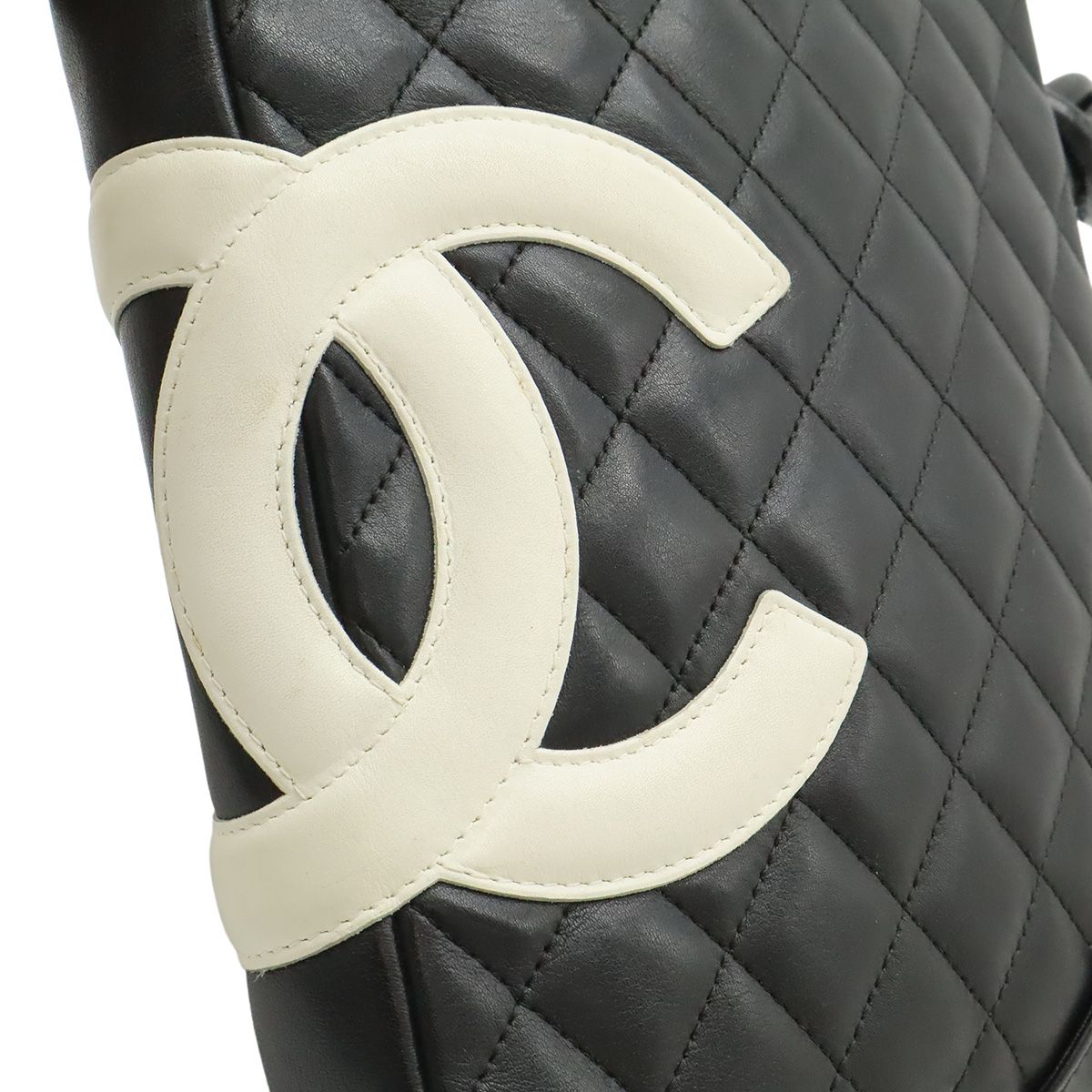 Chanel Cambon Line CC Logo Pochette Shoulder Bag Crossbody Soft Calf Black White — view 9