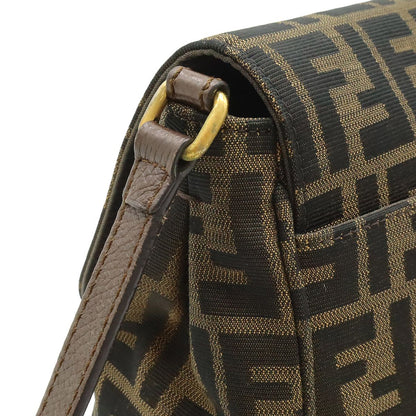 Fendi Zucchino Zucca Pattern Shoulder Bag Crossbody Pochette Leather Dark Brown — view 4