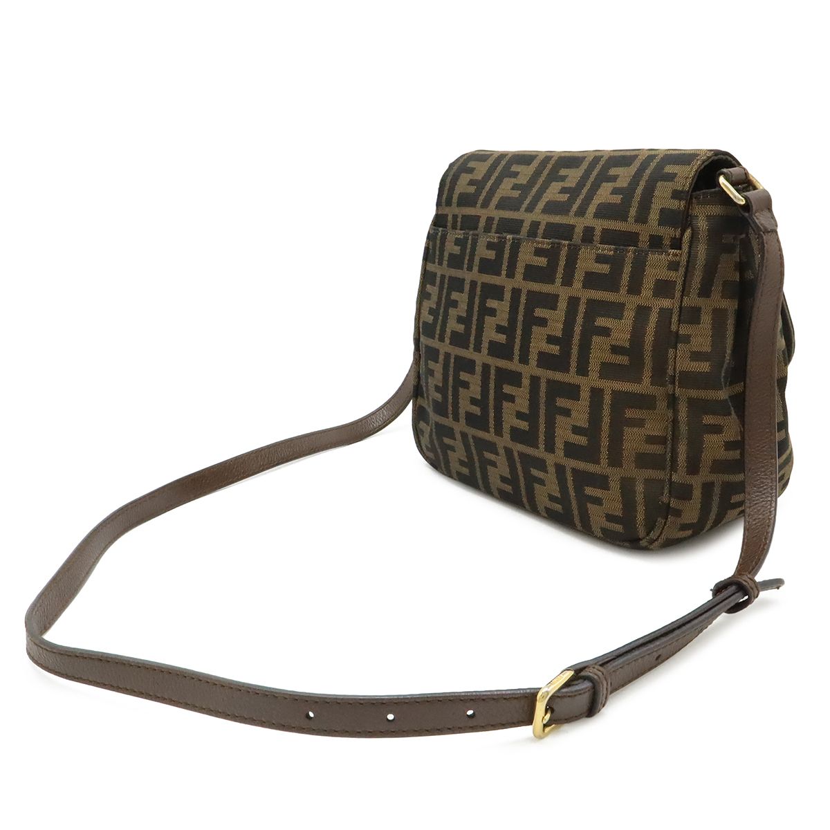 Fendi Zucchino Zucca Pattern Shoulder Bag Crossbody Pochette Leather Dark Brown — view 2