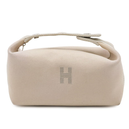 Hermes Bride-a-Brac PM Bath Pouch Makeup Cosmetic Handbag Canvas Natural Beige