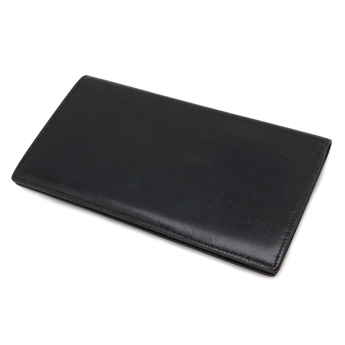 Hermes Osaka Long Billfold Bifold Wallet Box Calf Leather Black — view 2