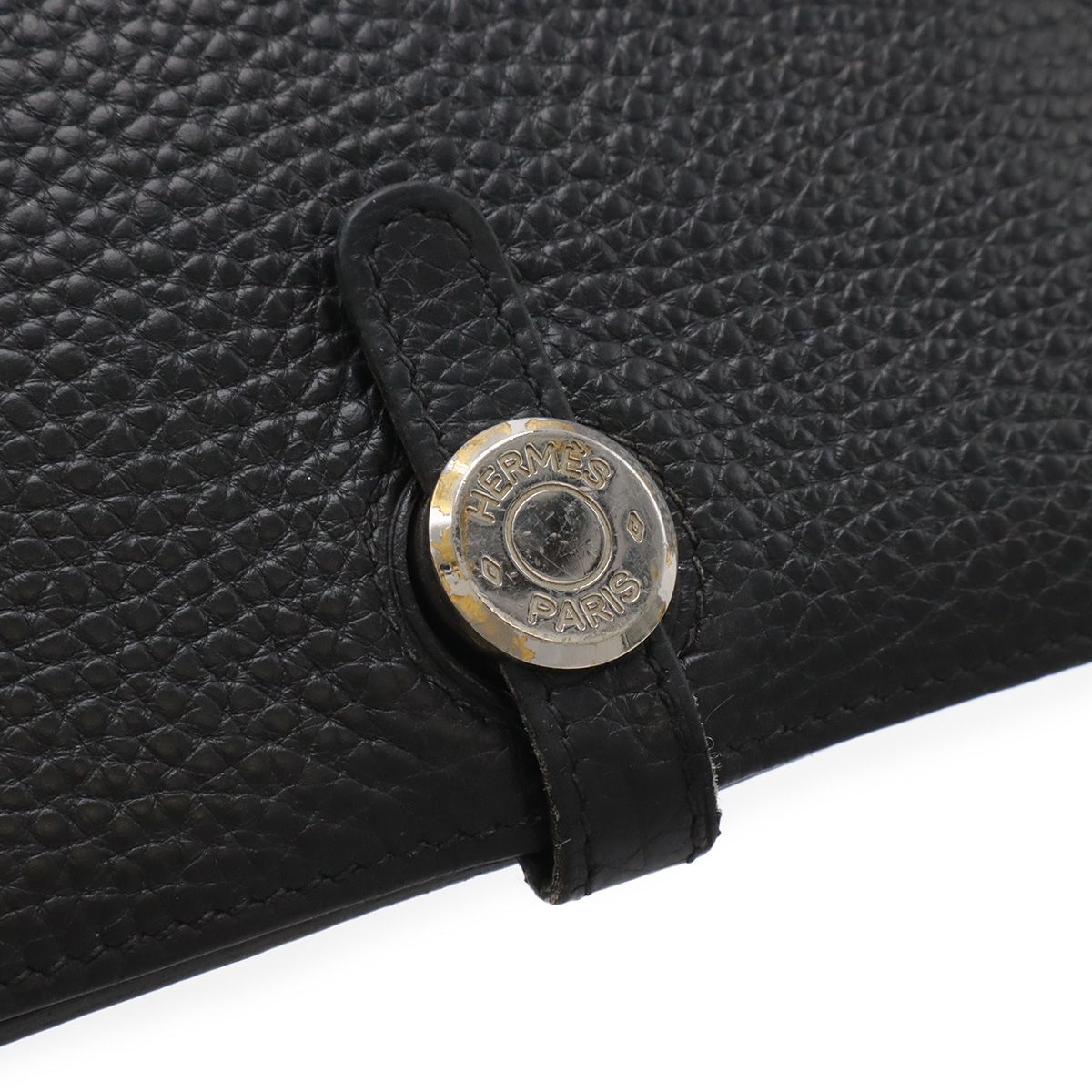 Hermes Dogon Duo GM Bifold Wallet Taurillon Clemence Leather Black with Coin — view 4