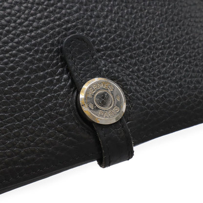 Hermes Dogon Duo GM Bifold Wallet Taurillon Clemence Leather Black with Coin — view 4