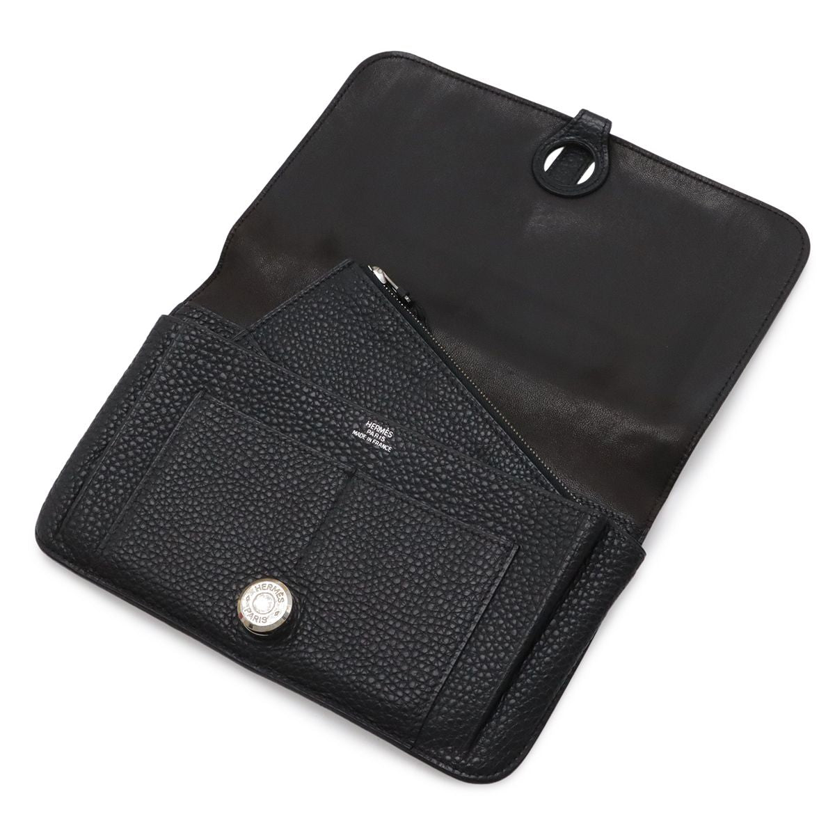 Hermes Dogon Duo GM Bifold Wallet Taurillon Clemence Leather Black with Coin — view 5