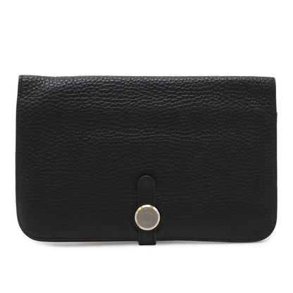 Hermes Dogon Duo GM Bifold Wallet Taurillon Clemence Leather Black with Coin
