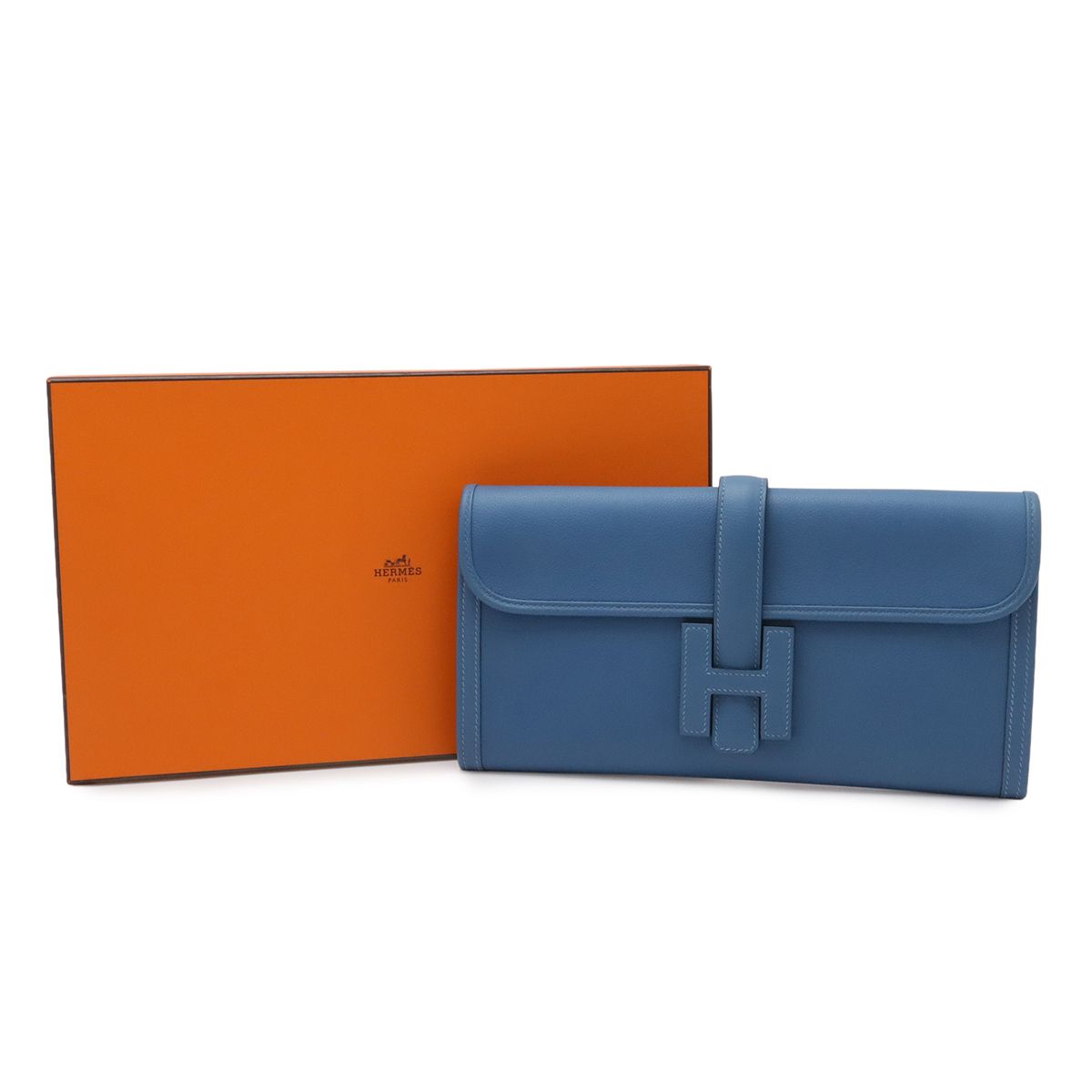 Hermes Jije Elan 29 Clutch Business Veau Epsom Blue — view 6