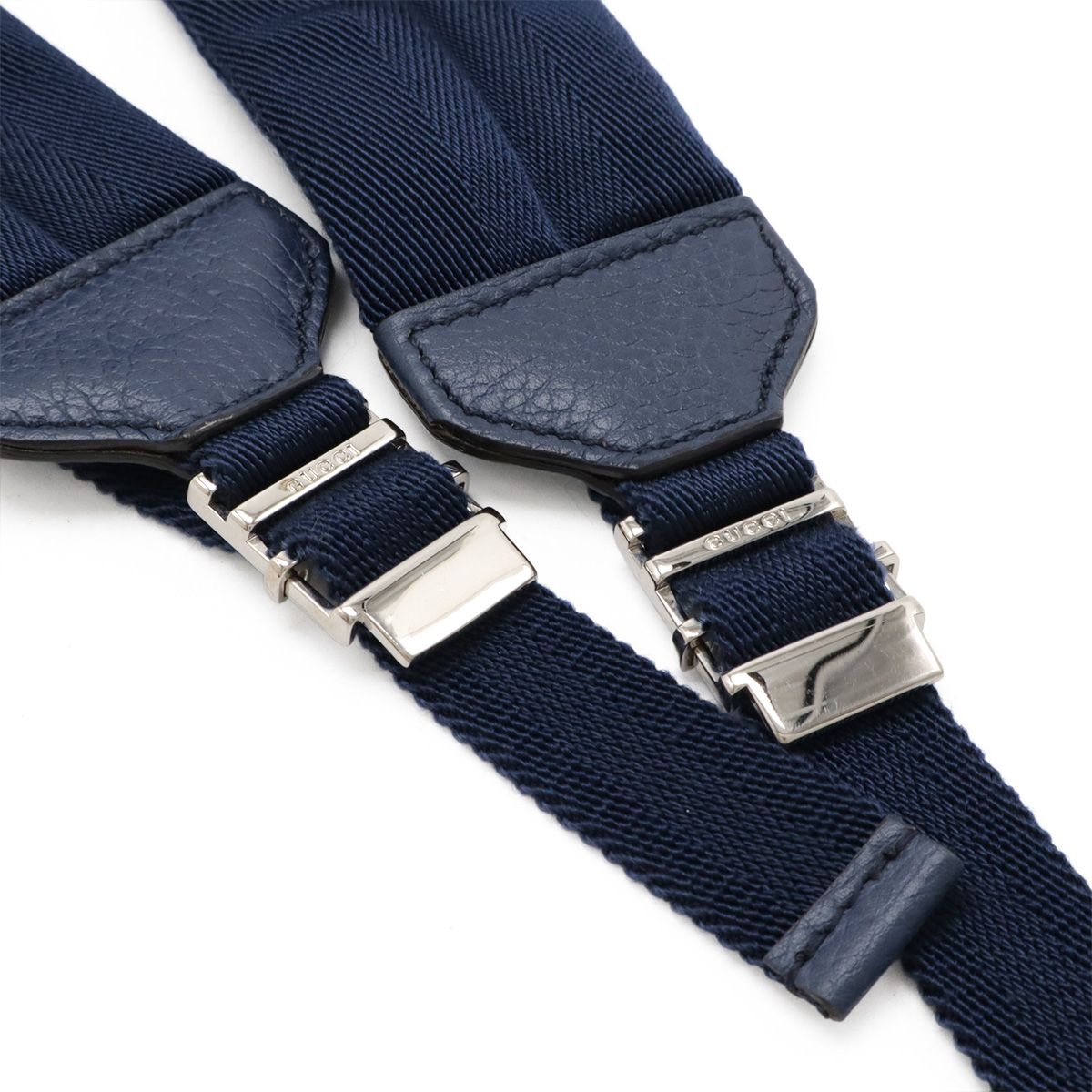 Gucci GG Nylon Backpack Leather Navy Silver — view 5