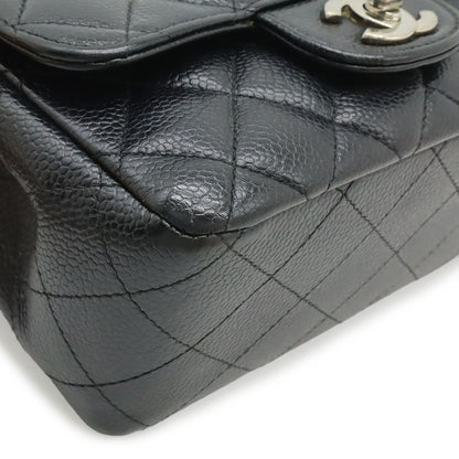 Chanel Quilted CC Logo Mini Flap Chain Shoulder Bag Pochette Caviar Leather — view 3