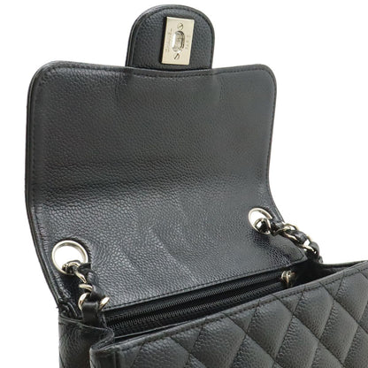 Chanel Quilted CC Logo Mini Flap Chain Shoulder Bag Pochette Caviar Leather — view 6