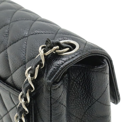 Chanel Quilted CC Logo Mini Flap Chain Shoulder Bag Pochette Caviar Leather — view 4