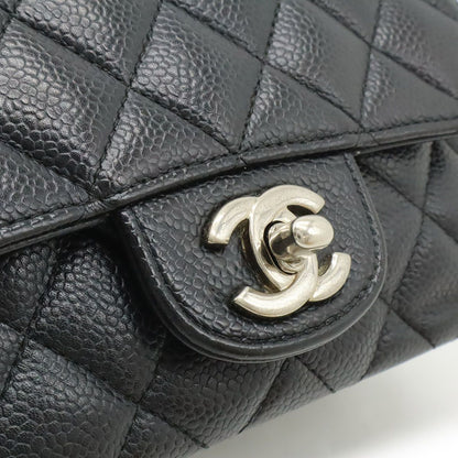 Chanel Quilted CC Logo Mini Flap Chain Shoulder Bag Pochette Caviar Leather — view 8