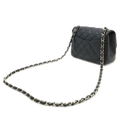 Chanel Quilted CC Logo Mini Flap Chain Shoulder Bag Pochette Caviar Leather — view 2