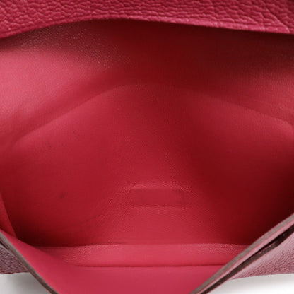 Hermes Bearn Card Case Business Chevre Leather Fuchsia Pink Silver — view 6