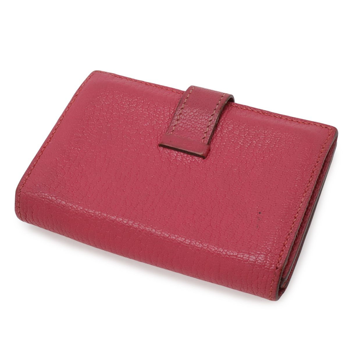 Hermes Bearn Card Case Business Chevre Leather Fuchsia Pink Silver — view 2