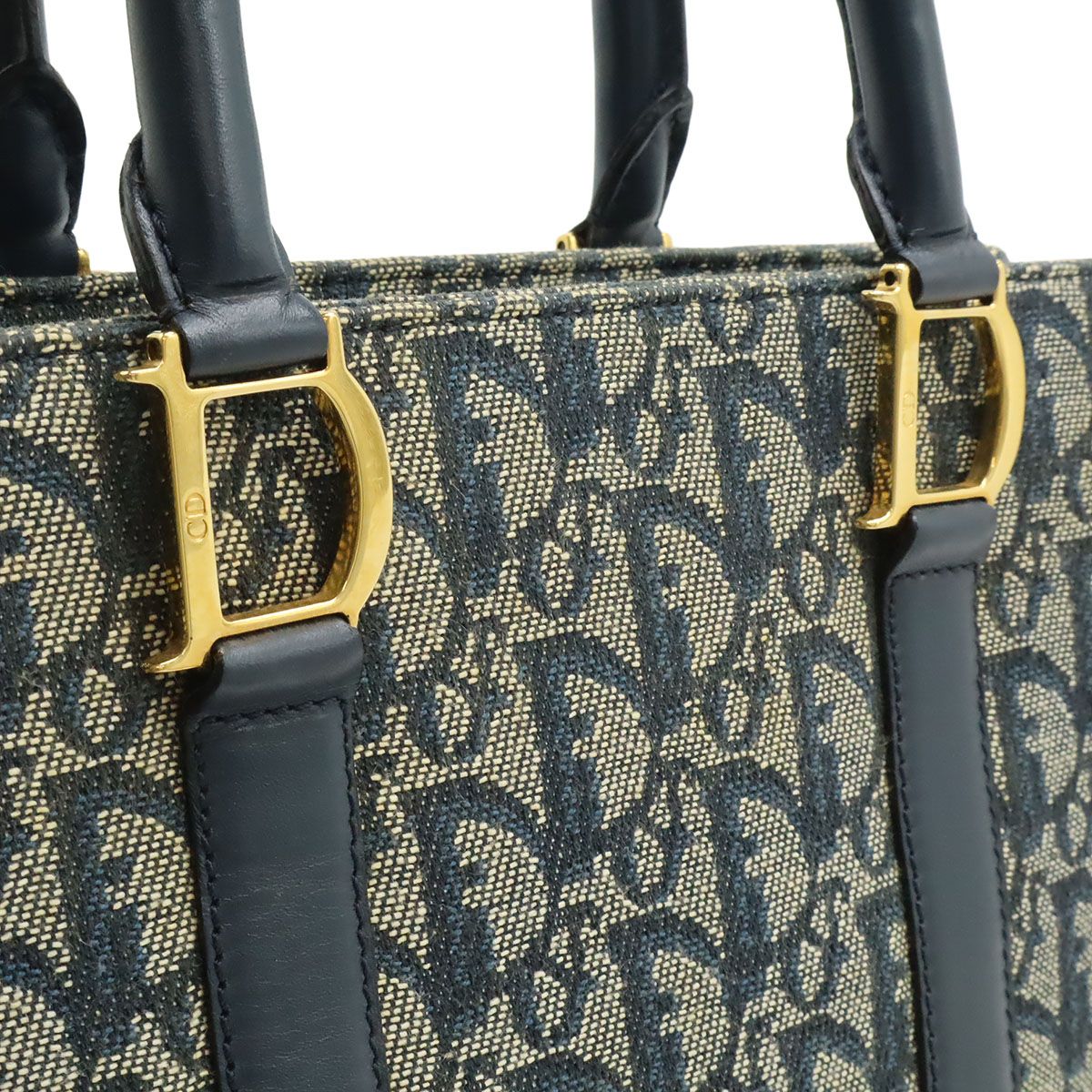 Dior Trotter Tote Jacquard Canvas Leather Navy Gold — view 7