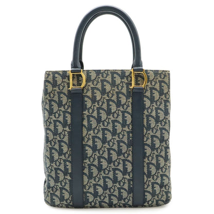 Dior Trotter Tote Jacquard Canvas Leather Navy Gold