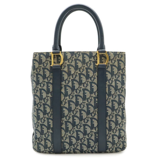 Dior Trotter Tote Jacquard Canvas Leather Navy Gold