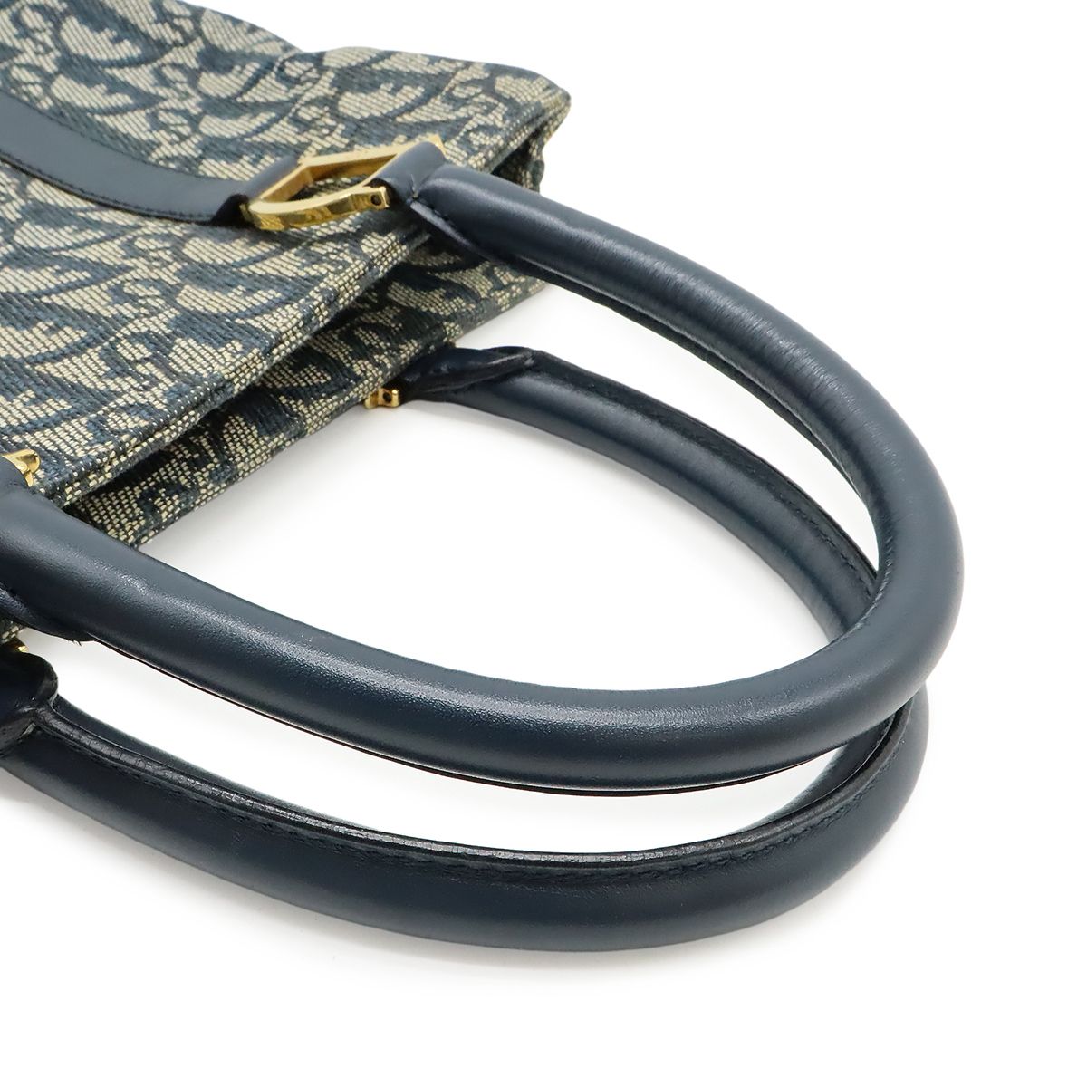 Dior Trotter Tote Jacquard Canvas Leather Navy Gold — view 4