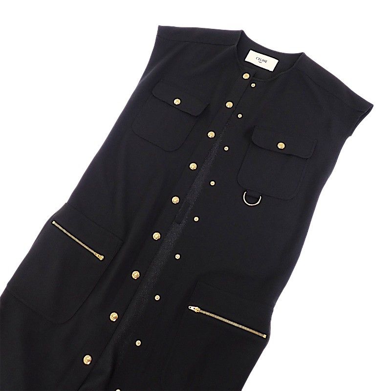 Celine Belt Army Dress Acetate Rayon Black 34 Travel — view 5