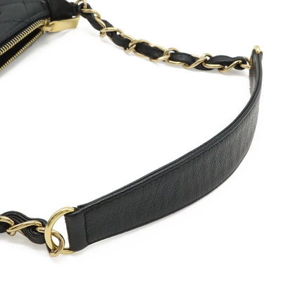 Chanel Quilted CC Logo Chain Shoulder Bag Caviar Leather Black Gold — view 7
