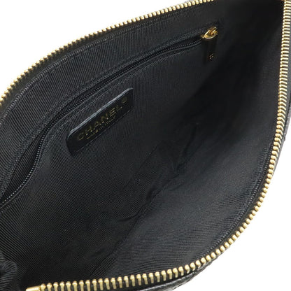 Chanel Quilted CC Logo Chain Shoulder Bag Caviar Leather Black Gold — view 5