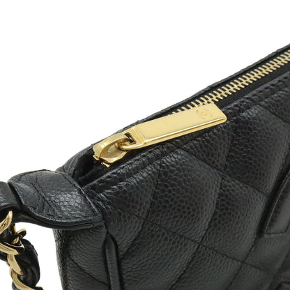 Chanel Quilted CC Logo Chain Shoulder Bag Caviar Leather Black Gold — view 4