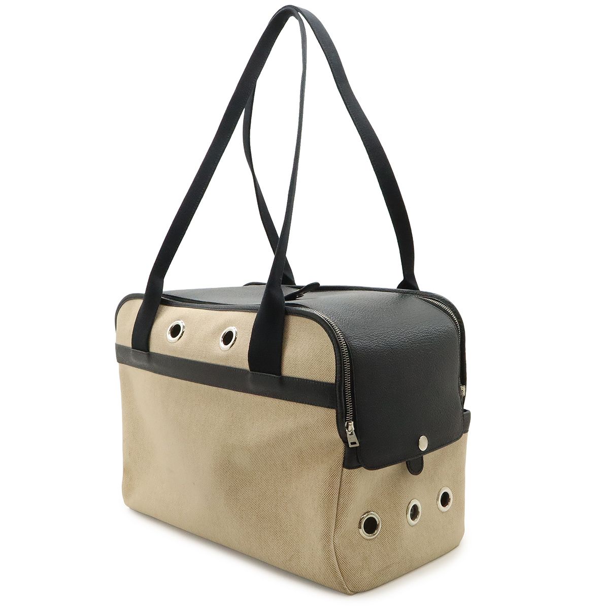 Hermes Sac Transpol Dog Carrier Pet Travel Bag Dog Toilet Ash Leather Natural — view 2