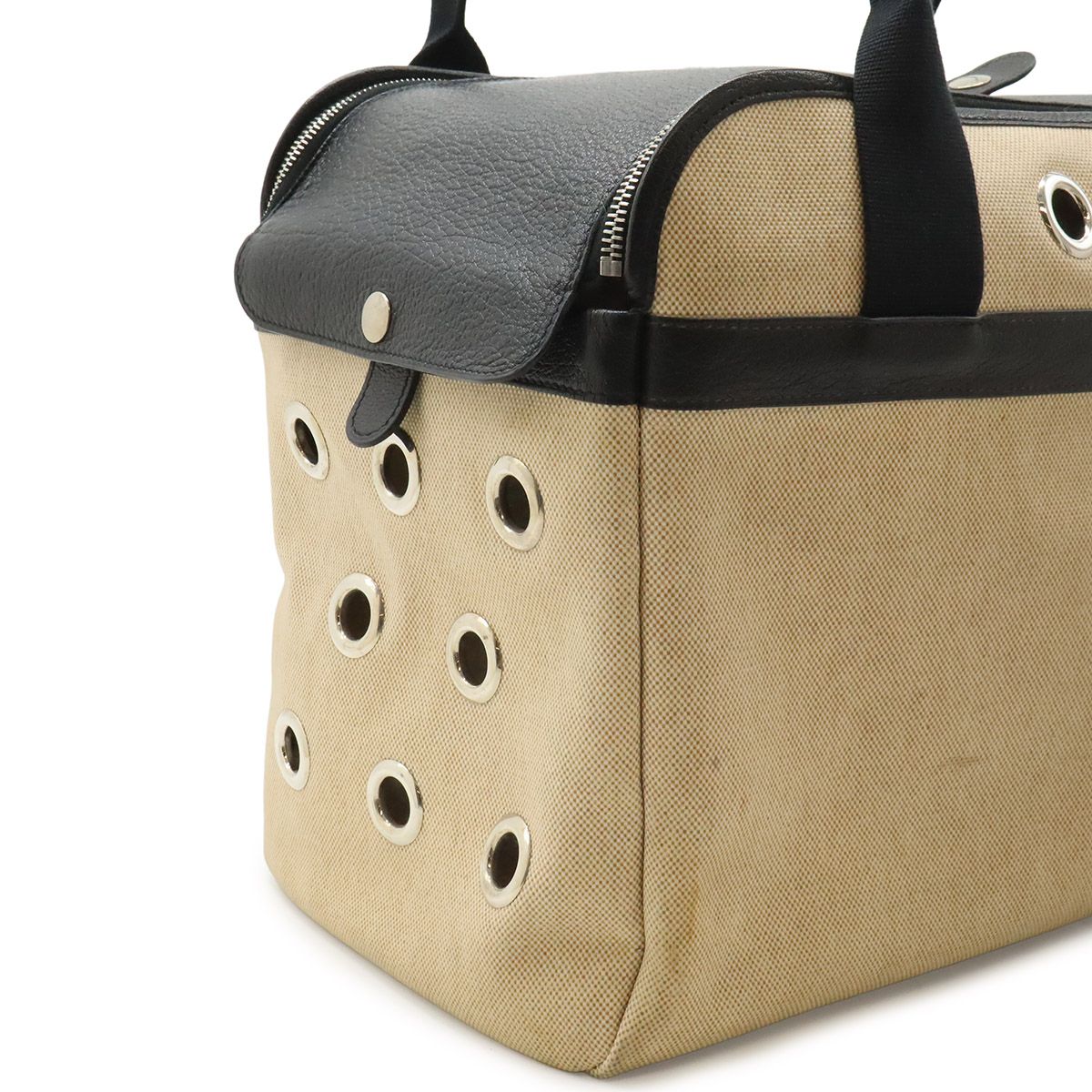 Hermes Sac Transpol Dog Carrier Pet Travel Bag Dog Toilet Ash Leather Natural — view 4