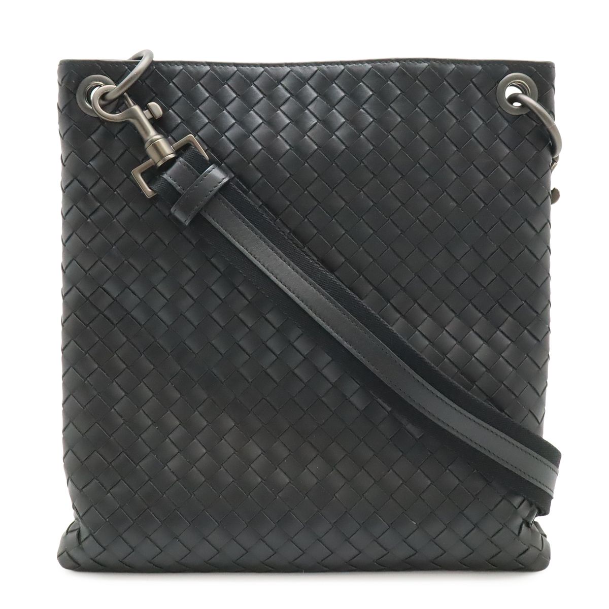 Bottega Veneta Intrecciato Shoulder Bag Crossbody Leather Black